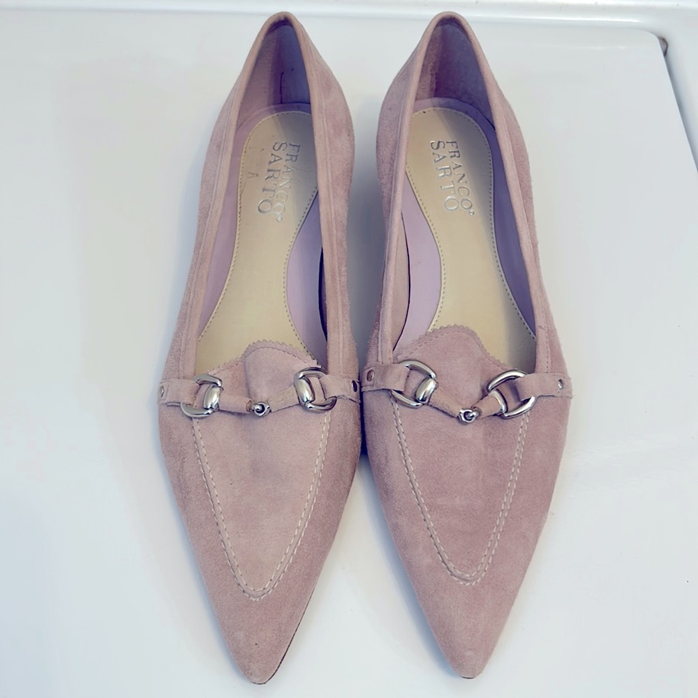 Franco Sarto lavender suede kitten heel